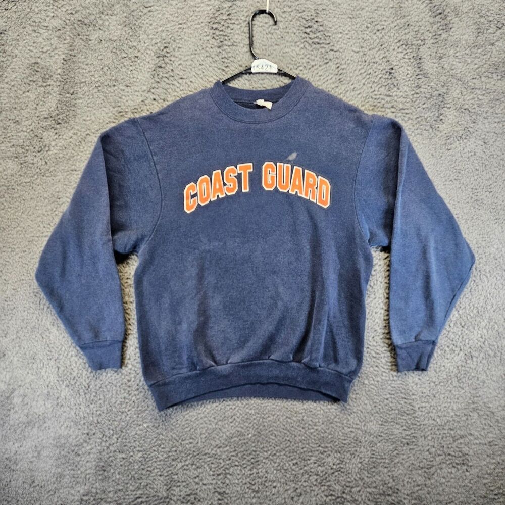Vintage Coast Guard Sweatshirt Men Size‎ Medium Blue Crewneck Pullover